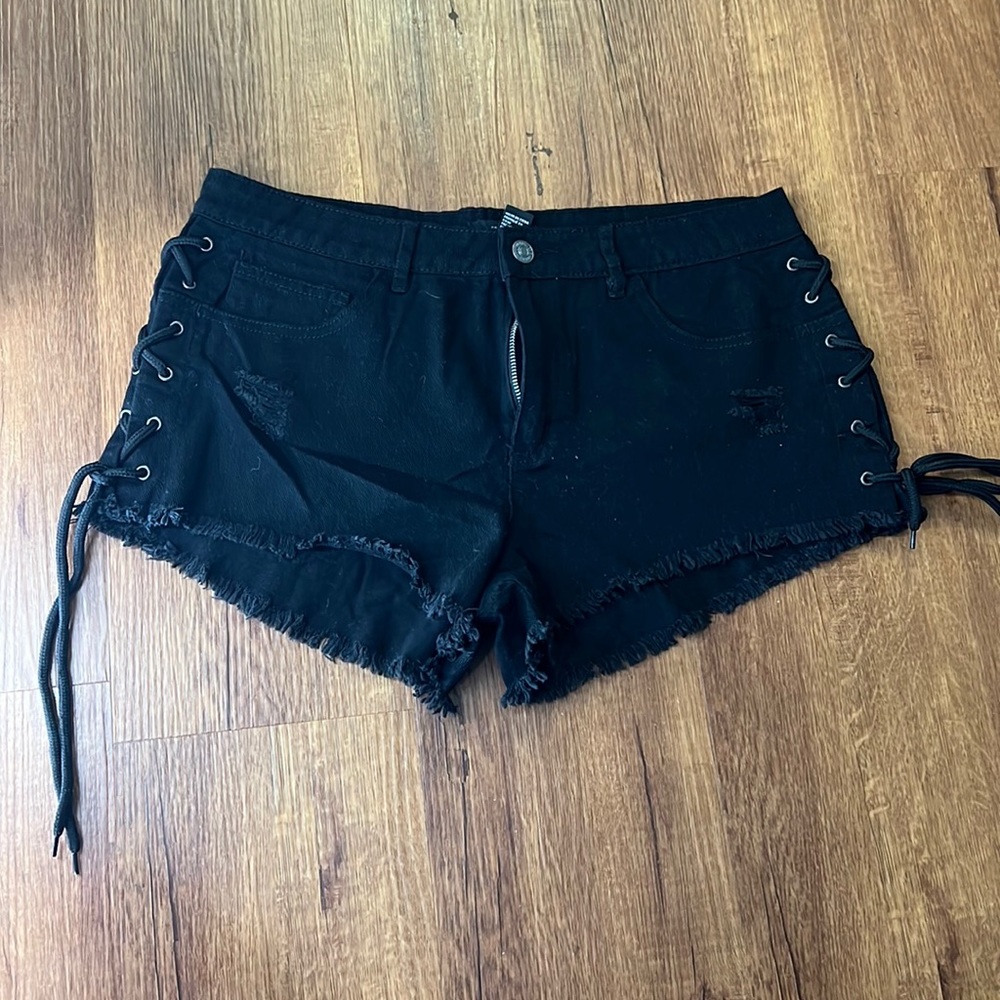 Black distressed Jean shorts